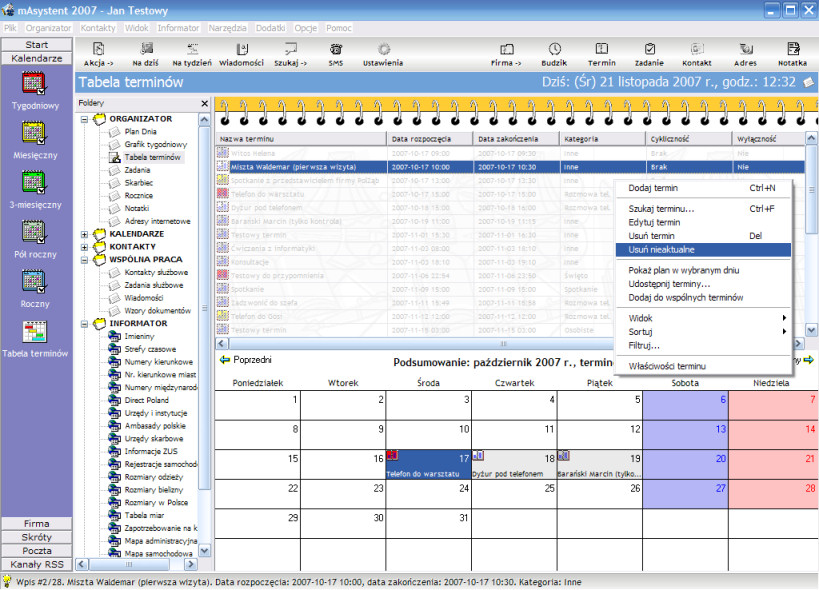 Organizator terminów mAsystent